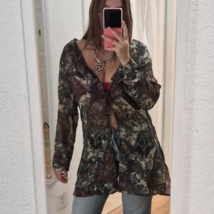 Floral chiffon overshirt